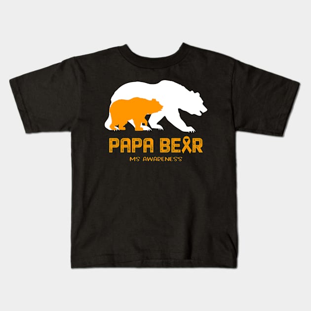 Papa Bear MS Awareness Papa Bear Support MS Gifts Kids T-Shirt by ThePassion99